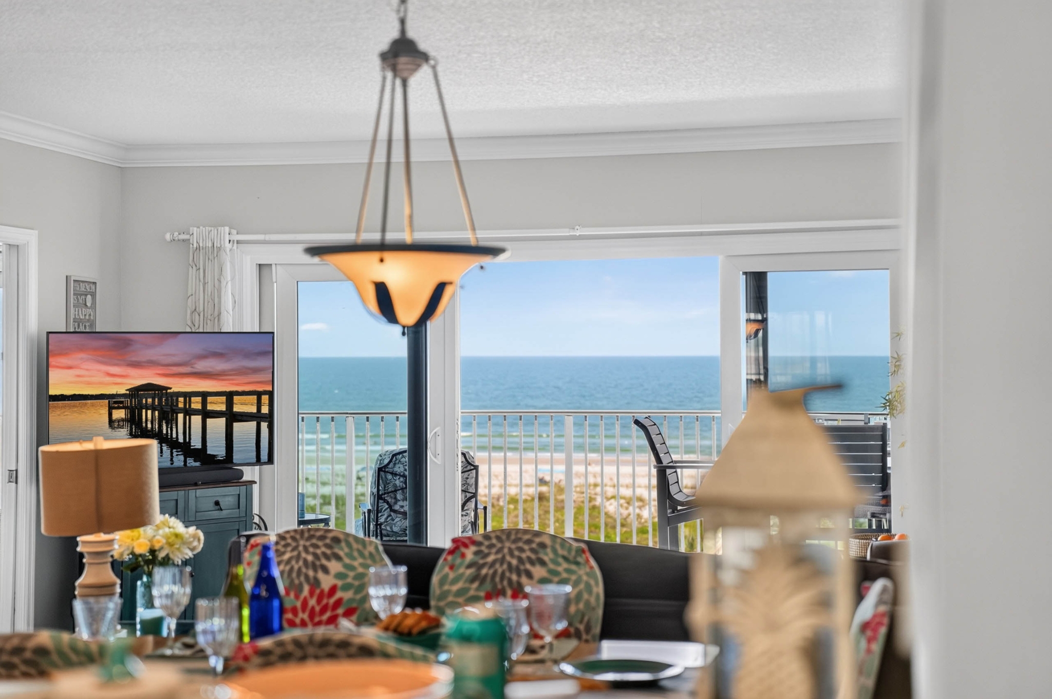 Living room, dining room, and bar